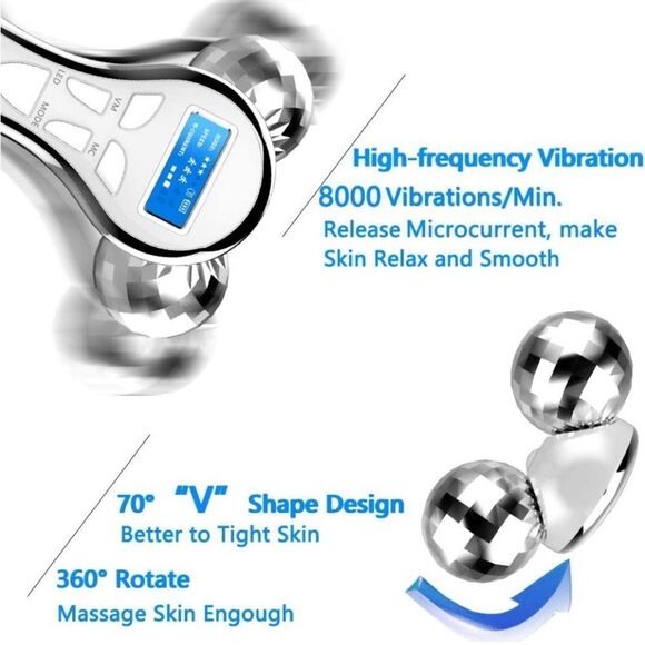 New Yemon 4D Microcurrent Face Massager Roller Electric Rechargeable Face Lifter - Picture 3 of 7